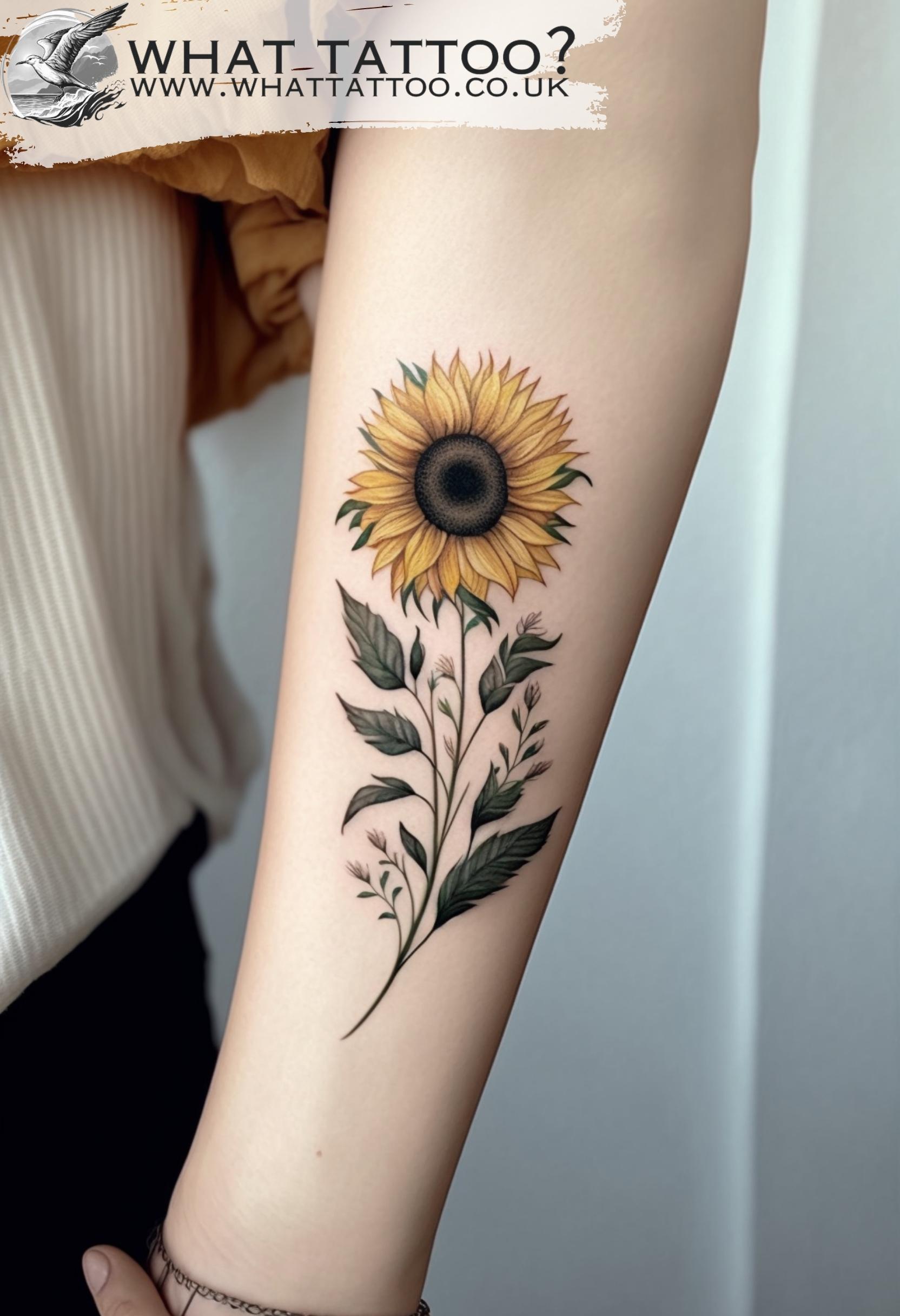 Discover the beauty of minimalist sunflower tattoo design